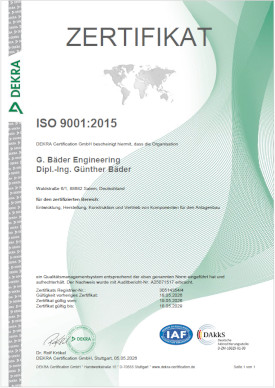 Zertifizierung ISO 9001:2015 Zertifizierung ISO 9001:2015